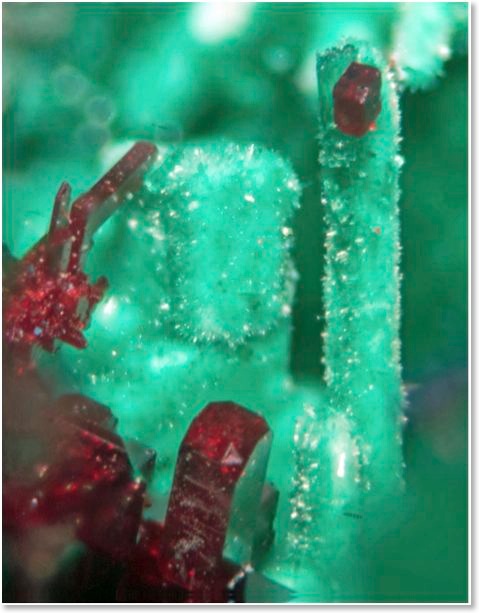 Cuprite (red) and Malachite (green)